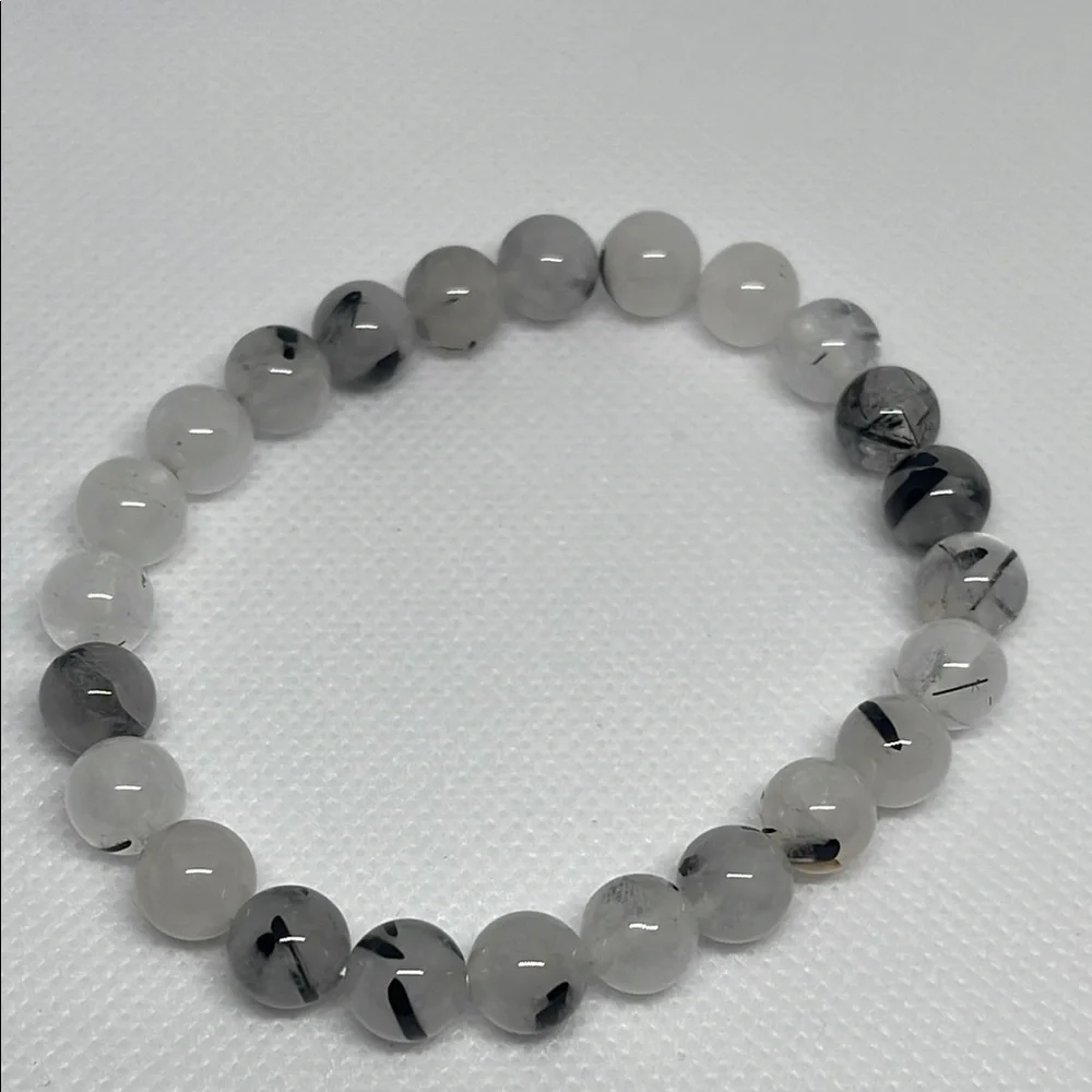 Beautiful stretchy Elegant Gray Beaded swirled Bracelet